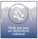 Nails put into an electrolytic solution